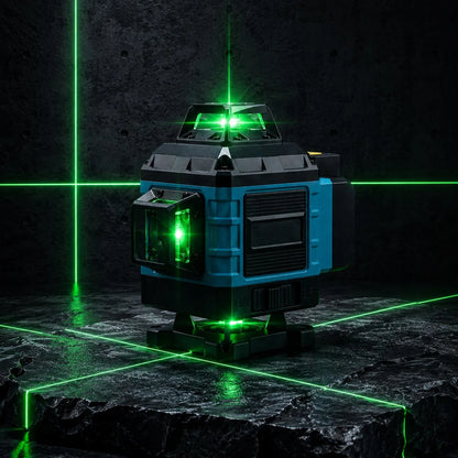 4D lazerinis nivelyras, 16 linijų, 360° kryžminis lazeris su trikoju ir dėklu
