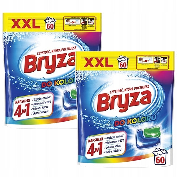 Bryza skalbimo kapsulės Spalva 4in1 Spalvoti audiniai 60 vnt. 60 skalavimų