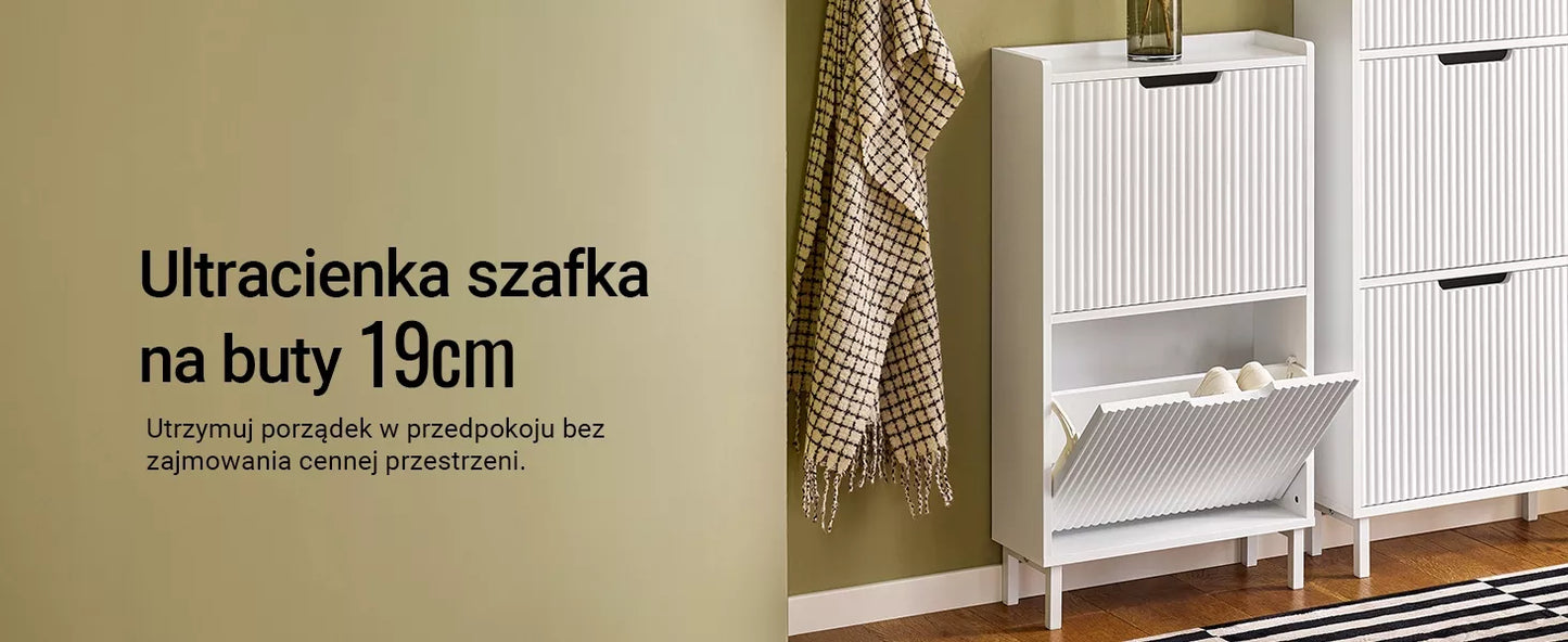 SoBuy Balta siaura stovinti batų spintelė prieškambariui FSR177-W
