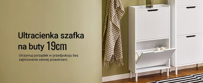 SoBuy Balta siaura stovinti batų spintelė prieškambariui FSR177-W