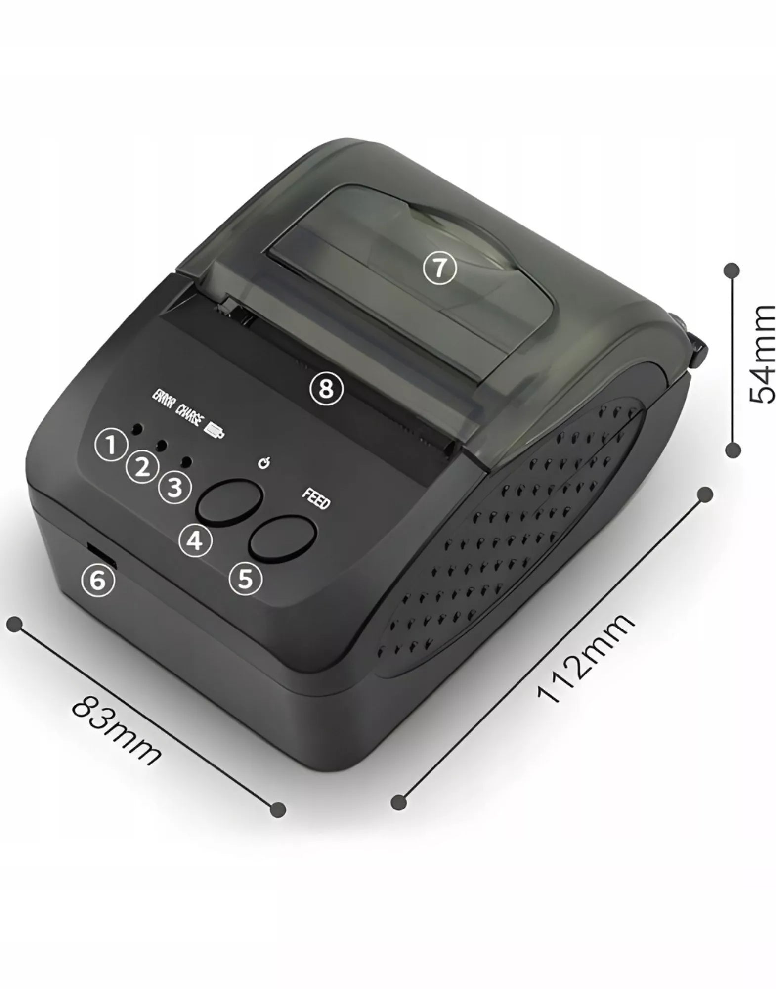NEŠIOJAMAS MINI TERMINIS SPAUSDINTUVAS MOBILUS BLUETOOTH SĄSKAITOMS USB