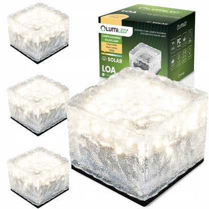 4x dekoracinis LED saulės energija maitinamas lauko šviestuvas – stiklinis kubas, skirtas terasai