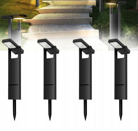 4x LED saulės sodo šviestuvai, įsmeigiami, šilta balta šviesa, 70 cm