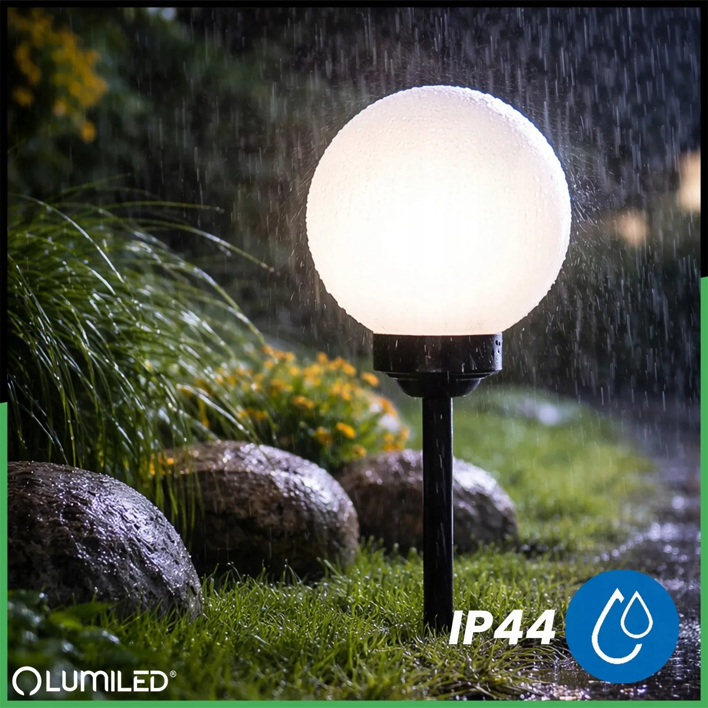 4x LED sodo saulės šviestuvai RUTULYS 20 cm smaigomi
