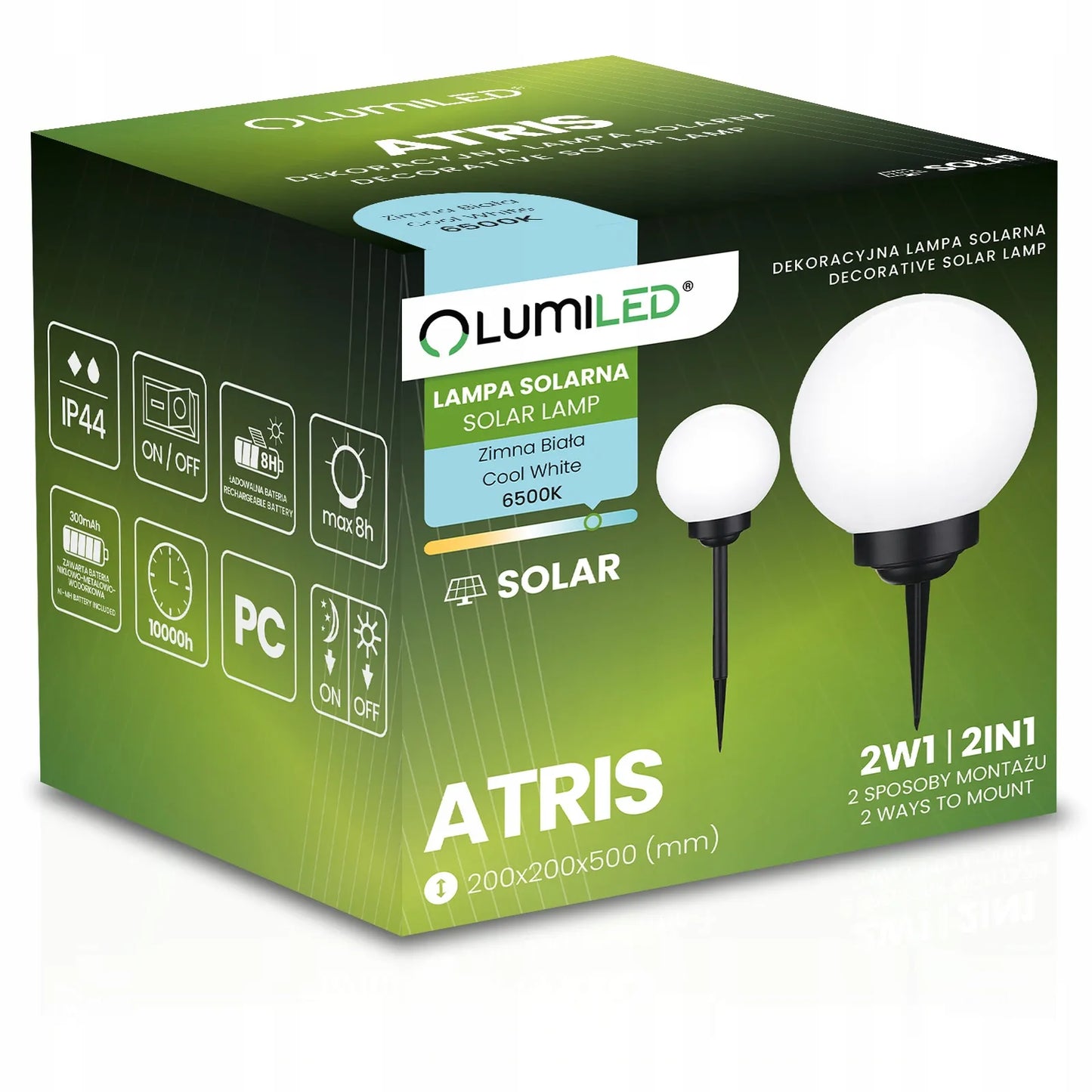 4x LED sodo saulės šviestuvai RUTULYS 20 cm smaigomi