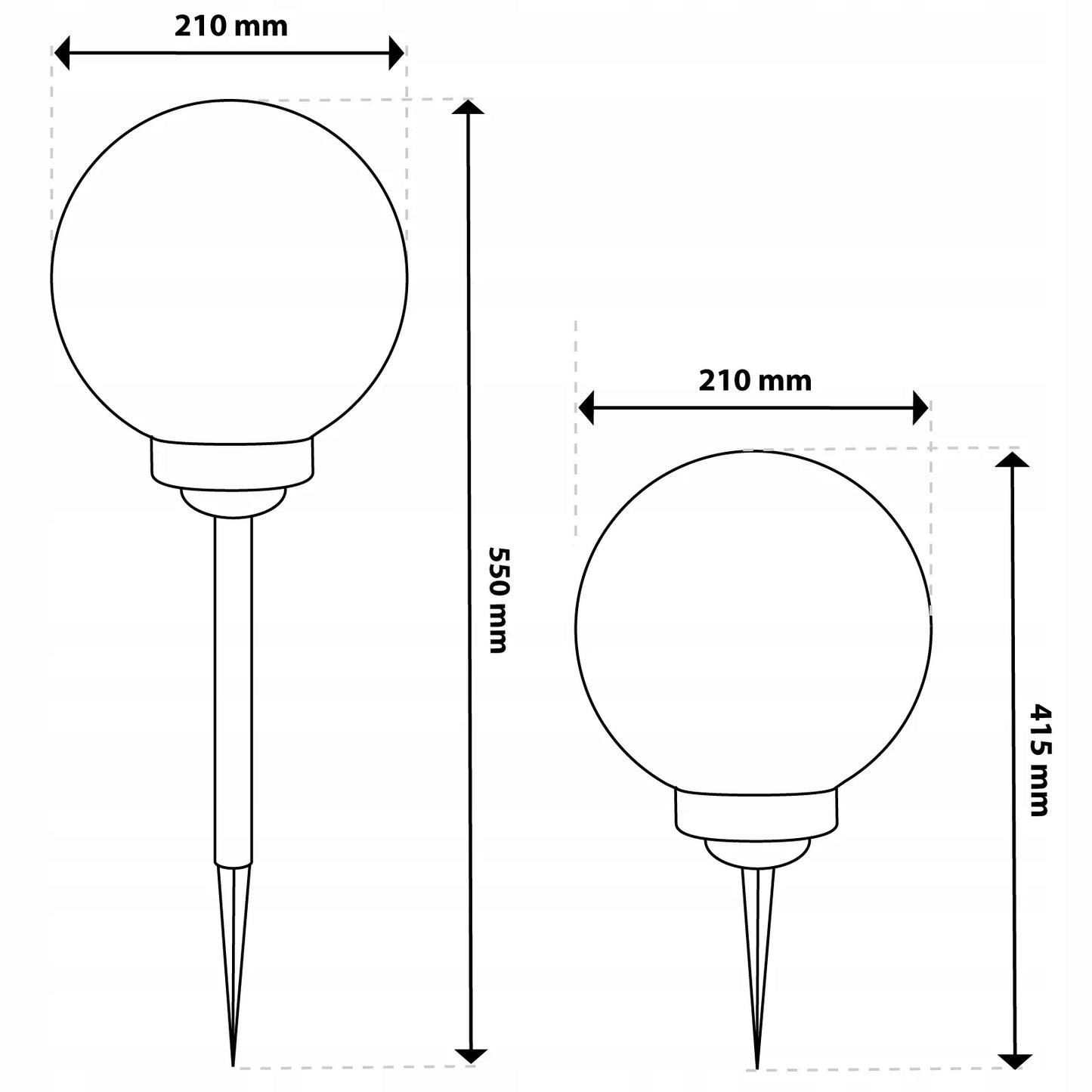 4x LED sodo saulės šviestuvai RUTULYS 20 cm smaigomi