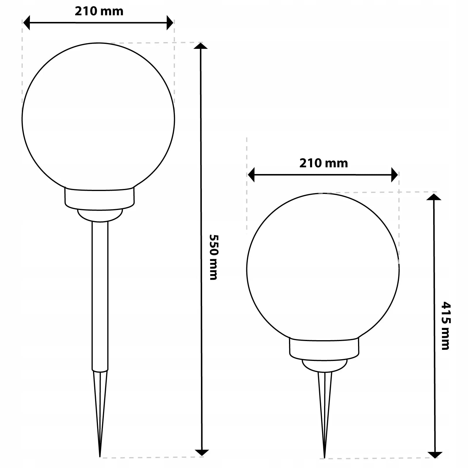 4x LED sodo saulės šviestuvai RUTULYS 20 cm smaigomi