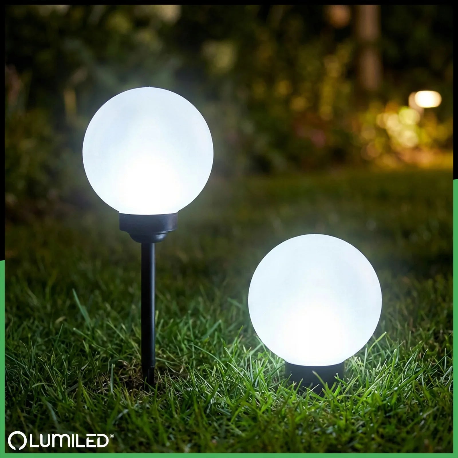 4x LED sodo saulės šviestuvai RUTULYS 20 cm smaigomi