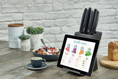 5 peilių rinkinys juodame stove + Fiskars galąstuvas