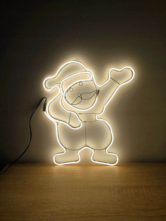 50 cm kabantis LED neoninis Kalėdų Senelis langui, šiltai balta šviesa