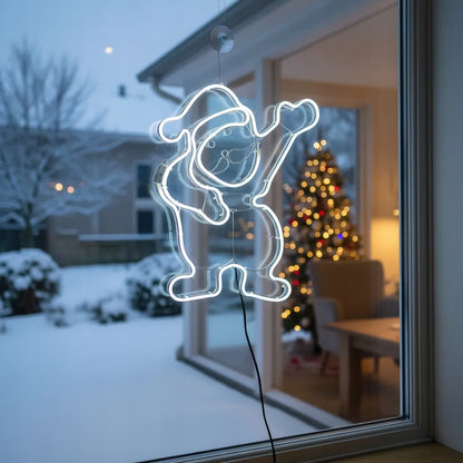50 cm pakabinamas LED šviečiantis Kalėdų Senelis langui, šaltai balta šviesa