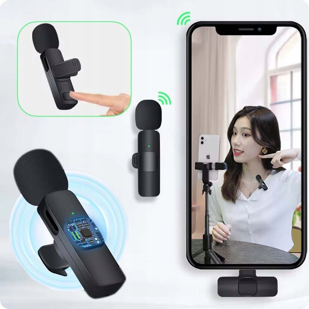 2x Bevielis segtuko tipo mikrofonas, skirtas Lightning USB-C iPhone 17 16 15 14