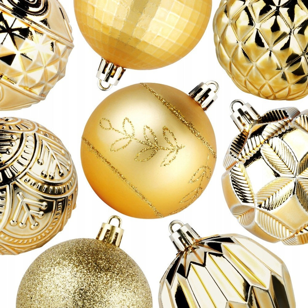 50x Kalėdiniai Eglutės Papuošalai Netrūkstami AUKSO Spalvos Rutuliukai Rinkinys