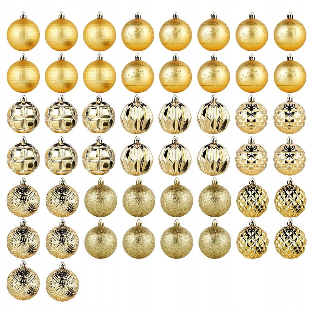 50x Kalėdiniai Eglutės Papuošalai Netrūkstami AUKSO Spalvos Rutuliukai Rinkinys