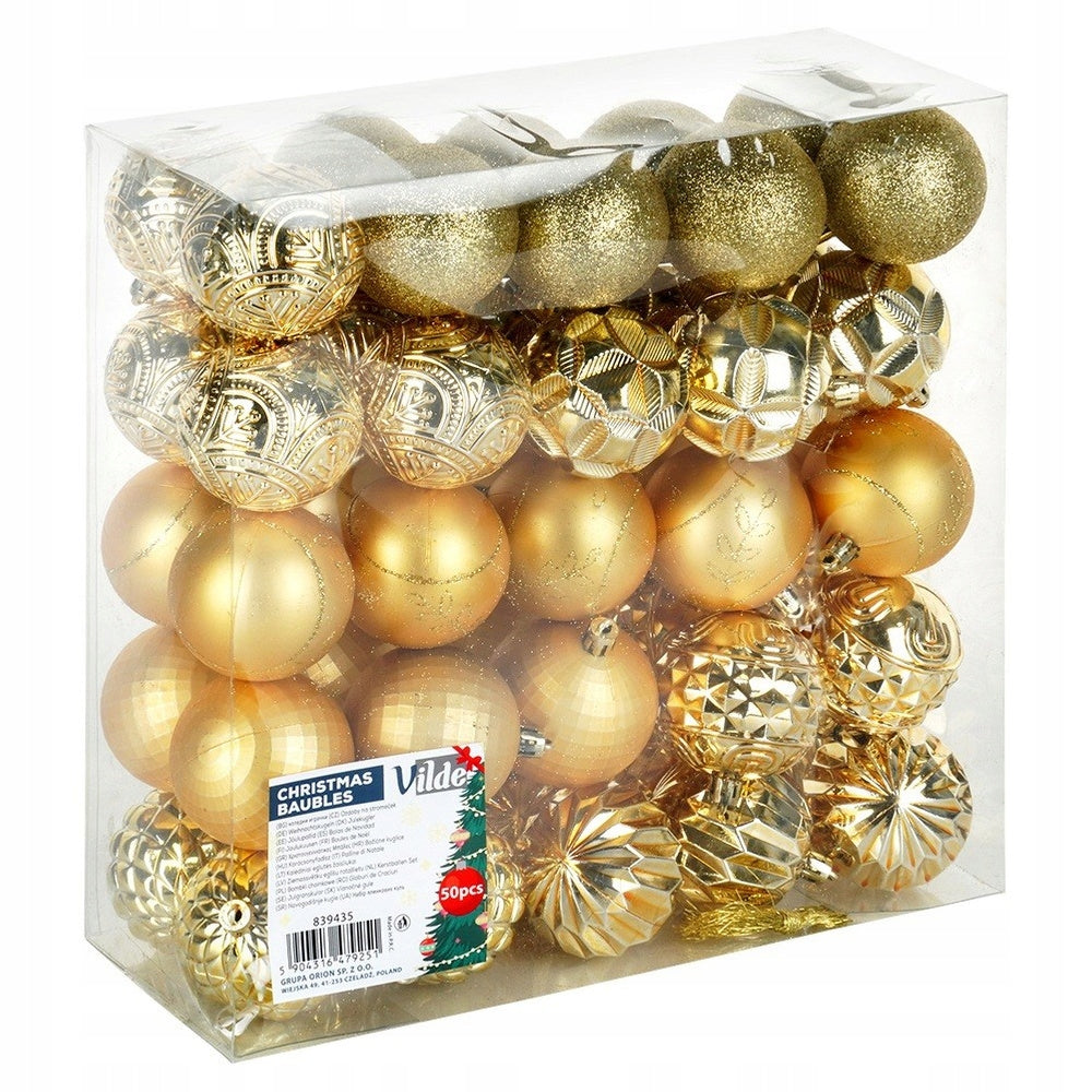 50x Kalėdiniai Eglutės Papuošalai Netrūkstami AUKSO Spalvos Rutuliukai Rinkinys