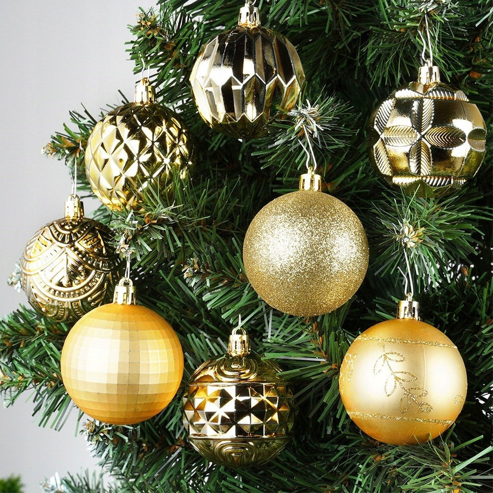 50x Kalėdiniai Eglutės Papuošalai Netrūkstami AUKSO Spalvos Rutuliukai Rinkinys