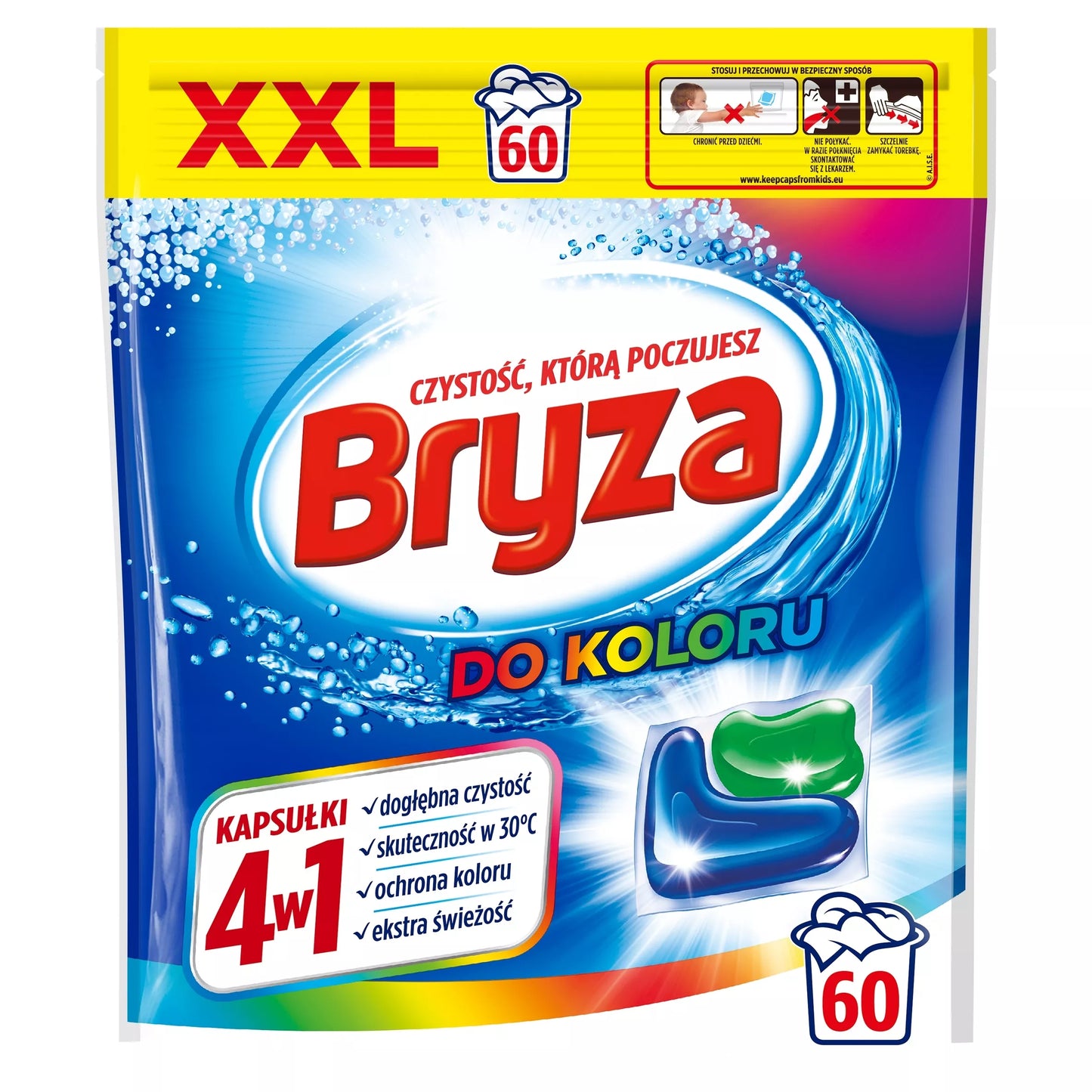 Bryza skalbimo kapsulės Spalva 4in1 Spalvoti audiniai 60 vnt. 60 skalavimų