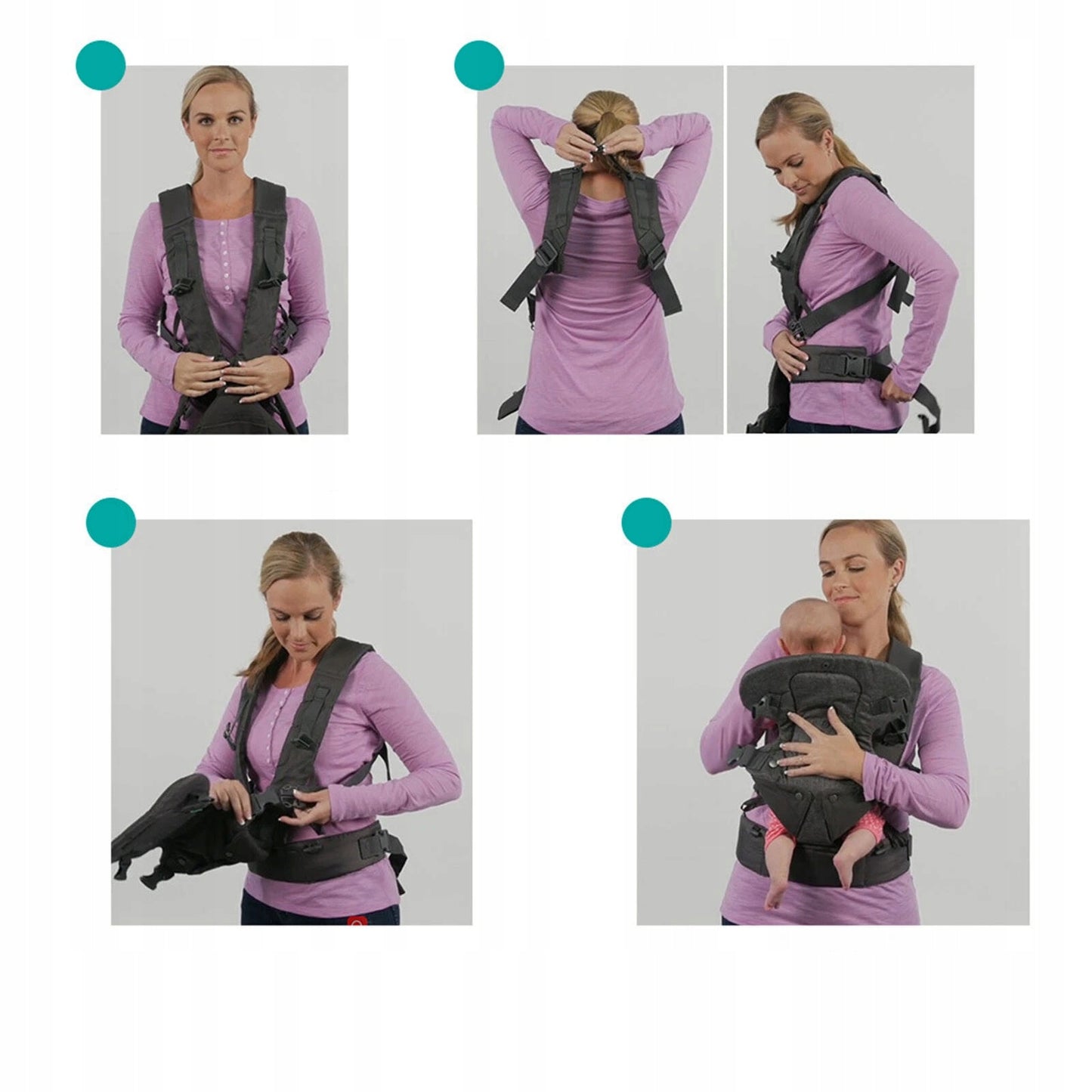 Vaikiška nešioklė 4in1 Ergonomiška nugaros ir klubų nešioklė su sėdyne