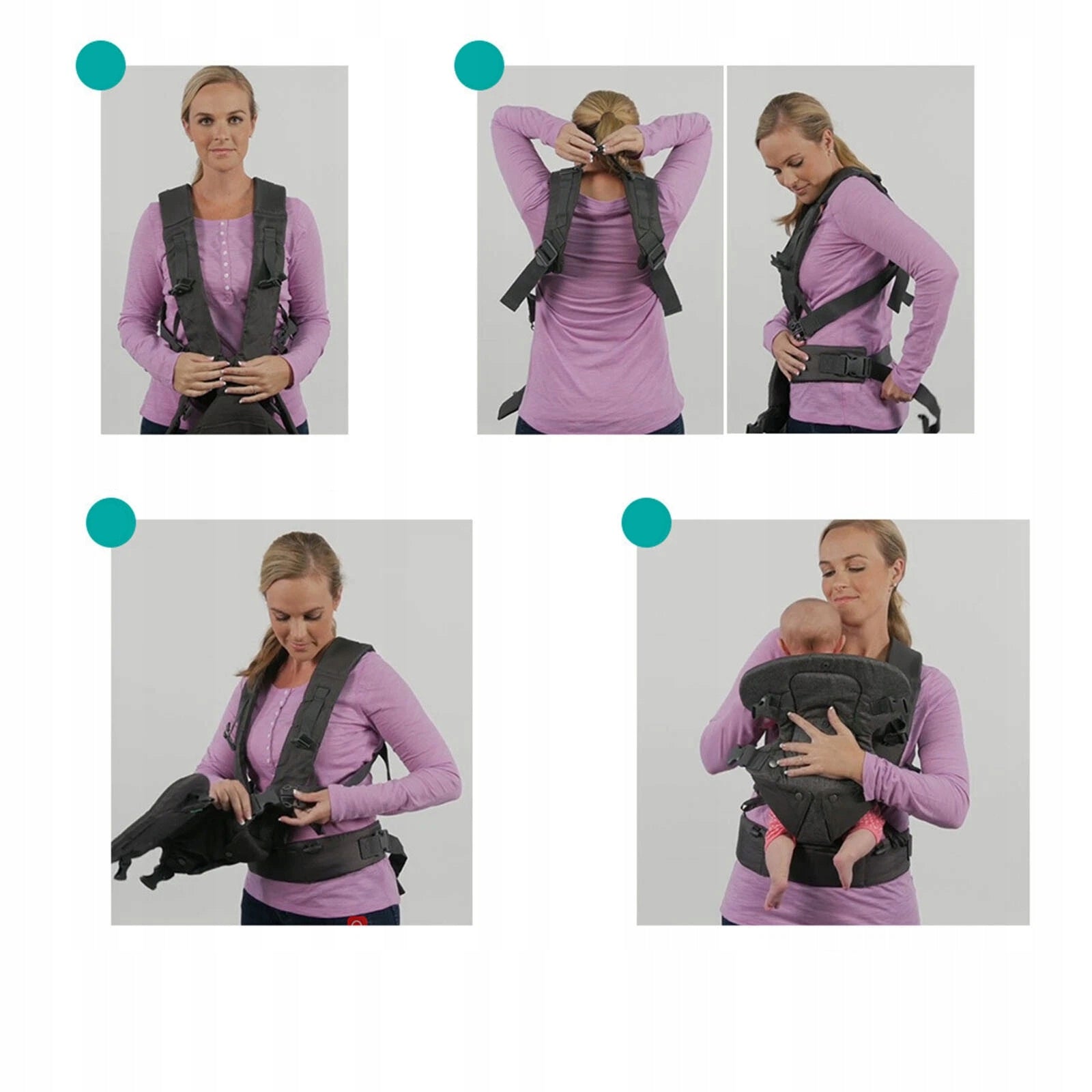 Vaikiška nešioklė 4in1 Ergonomiška nugaros ir klubų nešioklė su sėdyne