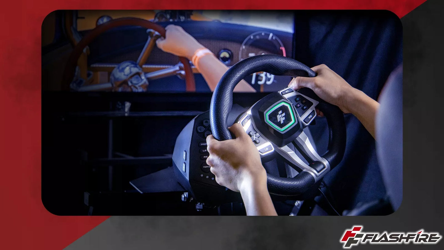 Žaidimų vairas FLASHFIRE IMOLA F107 6 pavaros 900° PC PS5 PS4 Xbox