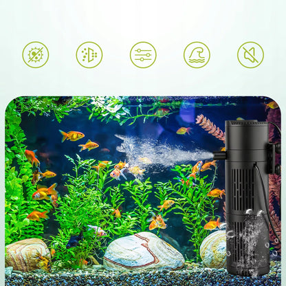 5W1 BIOLOGINIS VIDINIS FILTRAS AKVARIUMUI IKI 150L 500l/h SU UV-C LEMPA