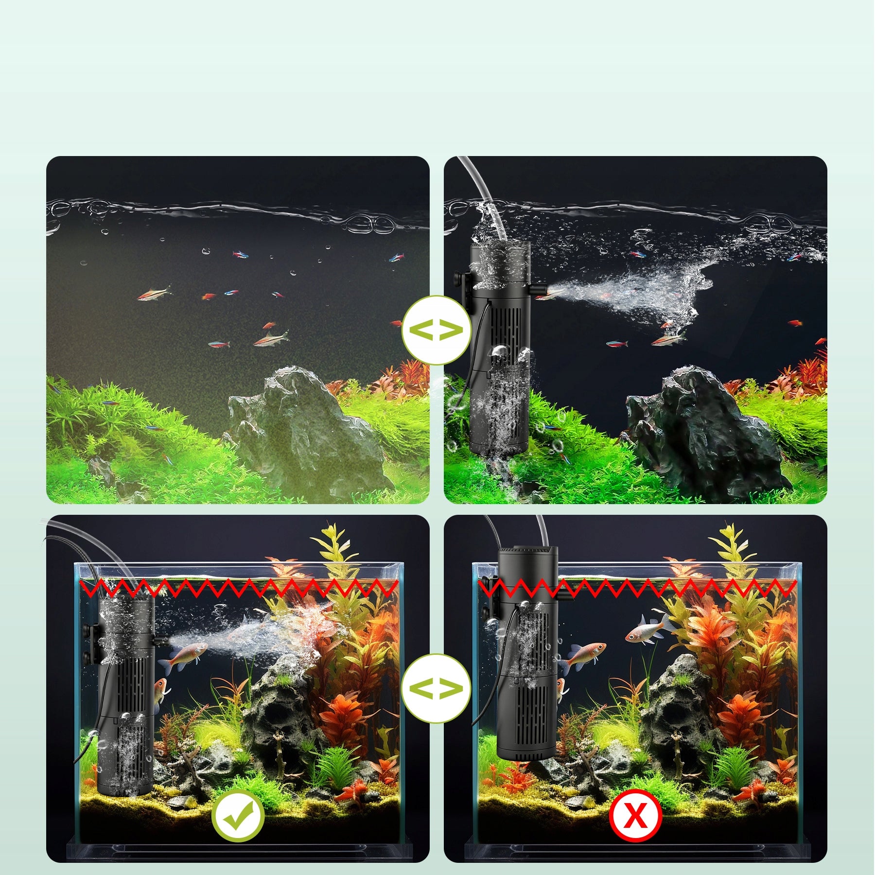 5W1 BIOLOGINIS VIDINIS FILTRAS AKVARIUMUI IKI 150L 500l/h SU UV-C LEMPA