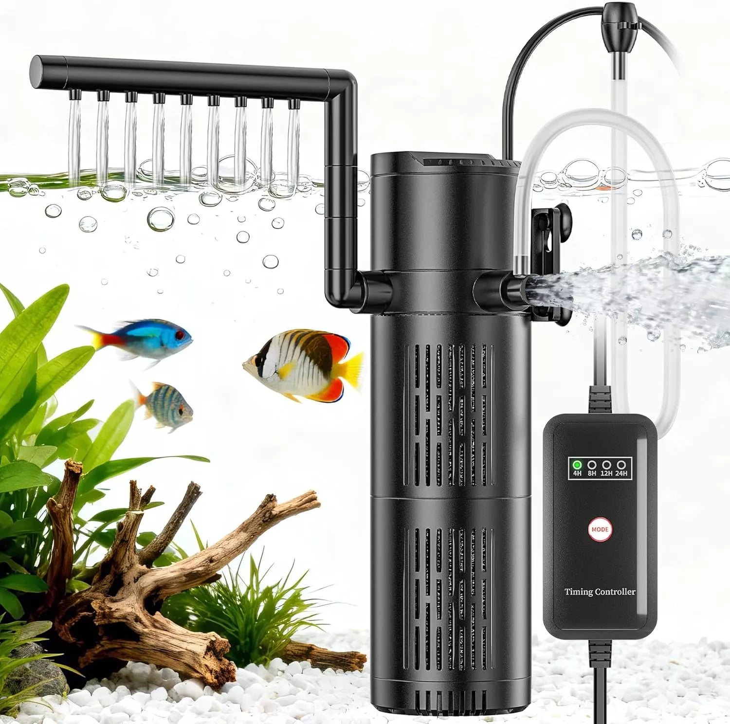5W1 BIOLOGINIS VIDINIS FILTRAS AKVARIUMUI IKI 150L 500l/h SU UV-C LEMPA