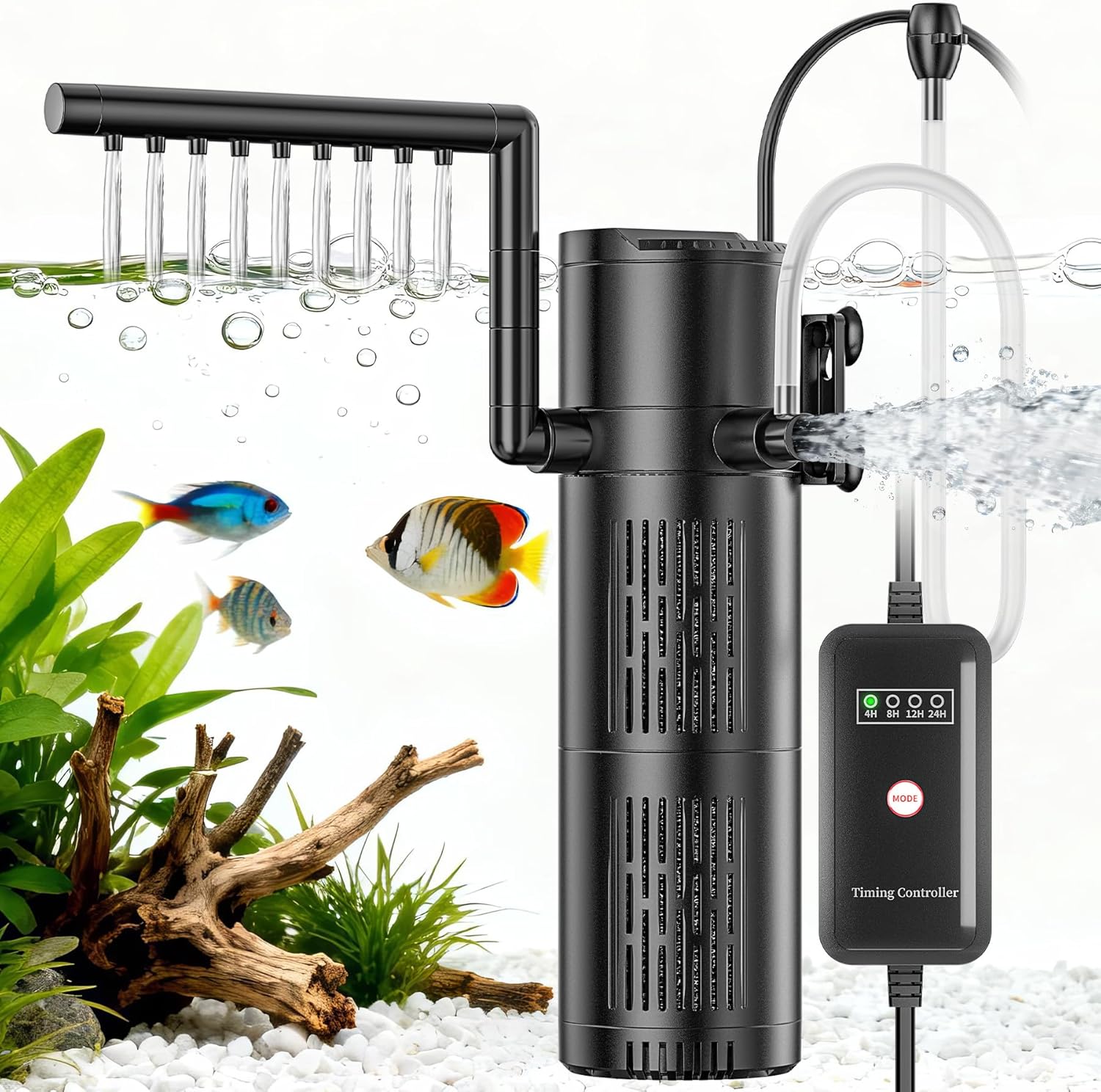 5W1 BIOLOGINIS VIDINIS FILTRAS AKVARIUMUI IKI 150L 500l/h SU UV-C LEMPA