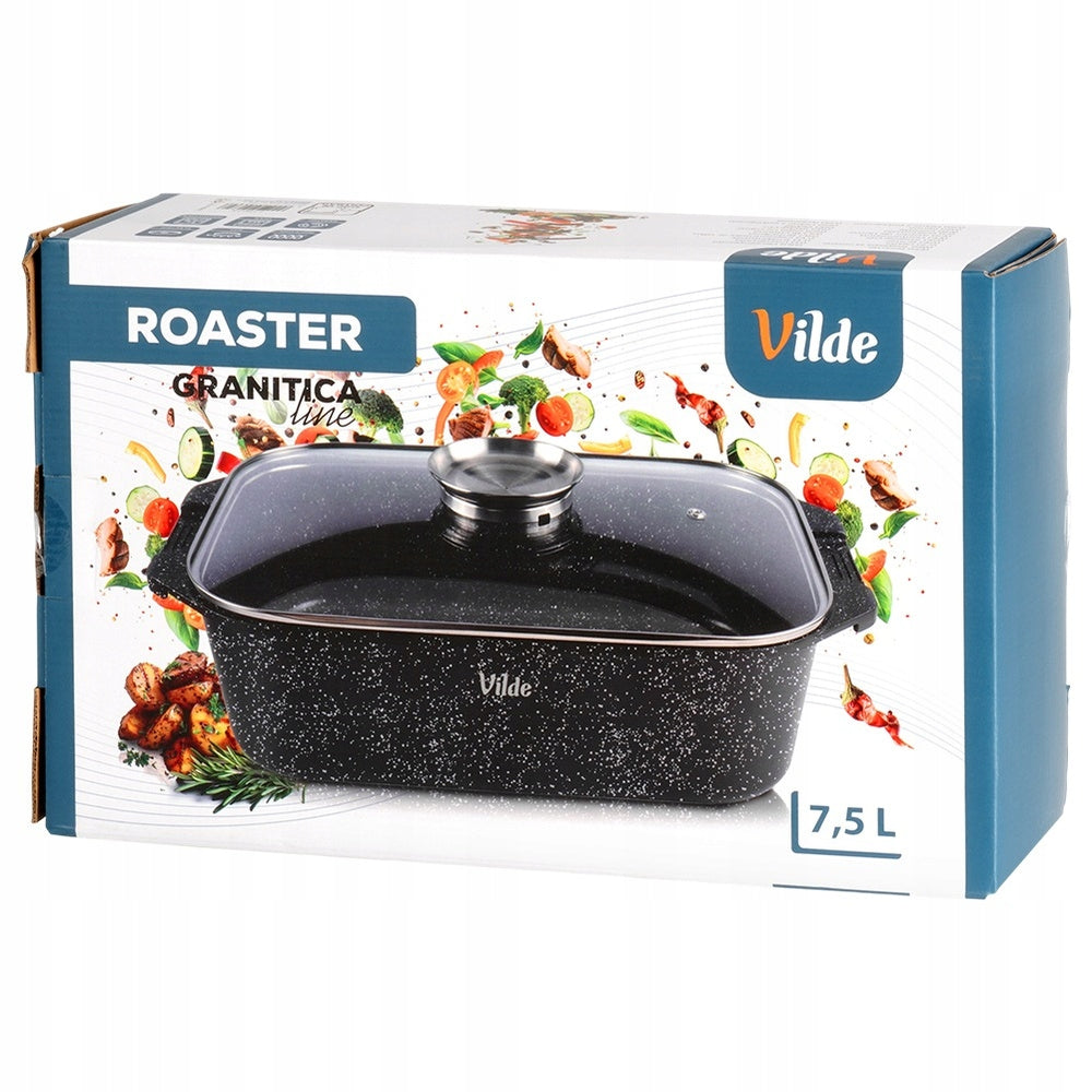 Granitinė keptuvė su dangčiu, puodas kepimui orkaitėje, 7,5L