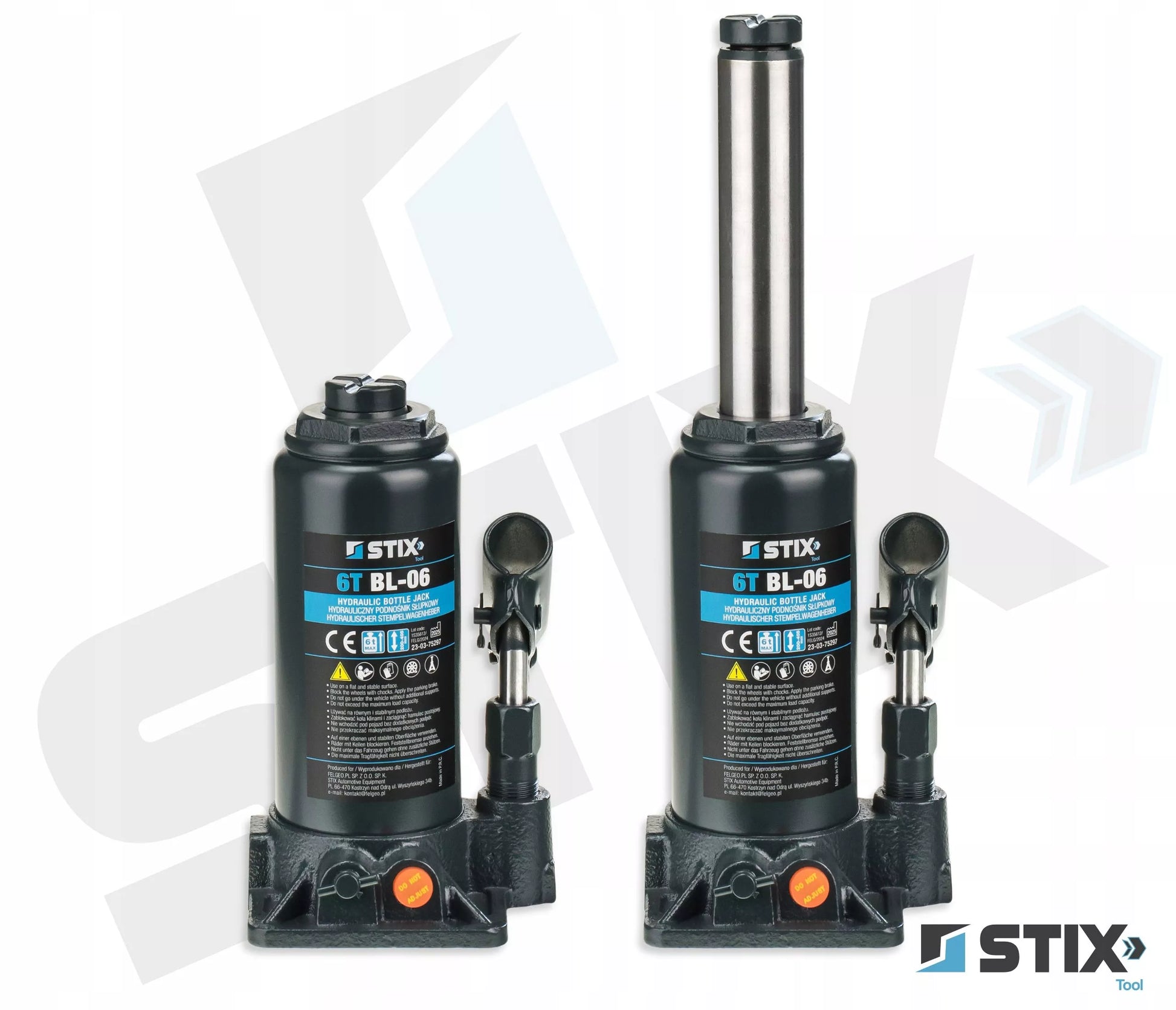 Stulpinių keltuvų 6T 200-405mm butelinis dviejų pakopų domkratas BL-06 STIX