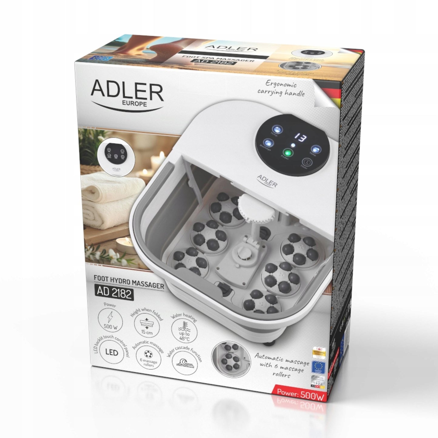 Vandens pėdų masažuoklis, sulankstomas hidromasažuoklis su laikmačiu ir šildymu, dušo galvutė