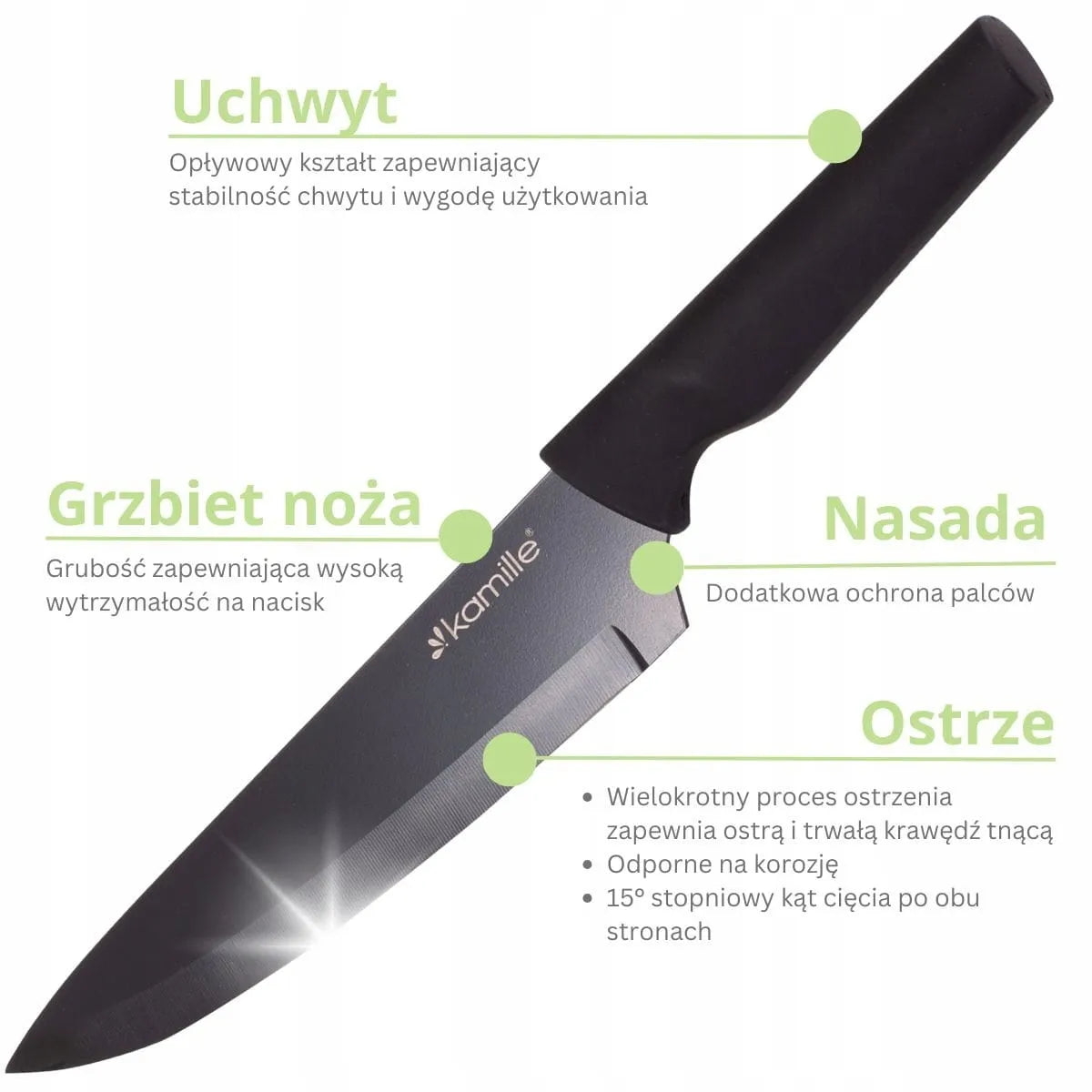 6 dalių virtuvinių peilių rinkinys su stovu Kamille
