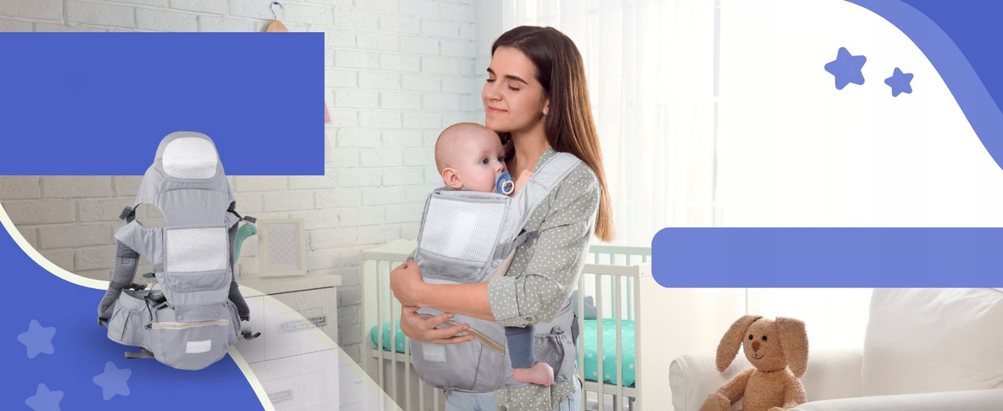 ERGONOMIŠKAS KŪDIKIŲ NEŠYNĖLĖ SU KĖDUTĖ, DAUGIAFUNKCINĖ 3-20 KG