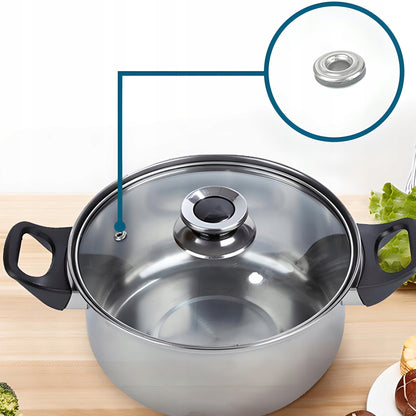 12 vnt. plieninių virtuvės puodų ir keptuvės komplektas su dangteliais