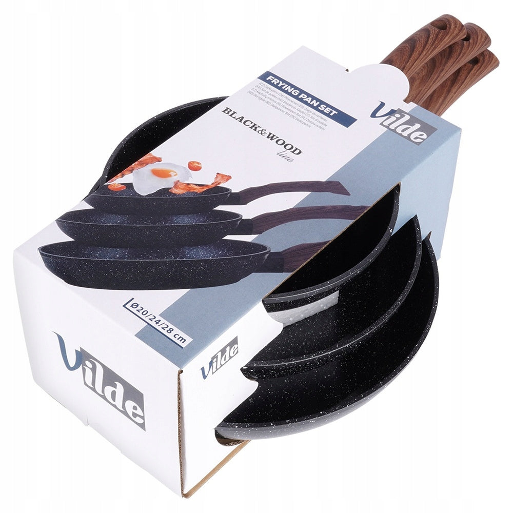 3x GRANITINĖS keptuvės troškiniams kepti ant dujų ir indukcinių viryklių 20 24 28 cm