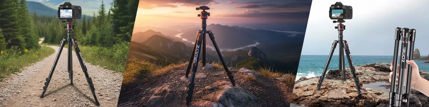 Aukštas fotografinis stovas 173 cm fotoaparatui, kamerai ir telefonui su 3D galvute