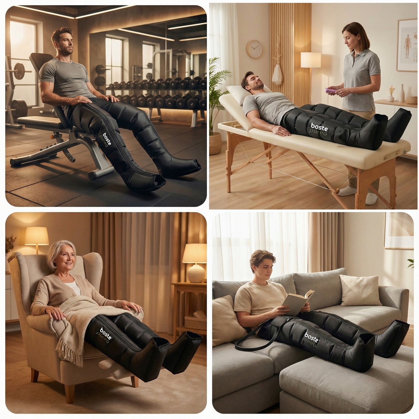 BOSTE DRENAŽAS KOJŲ LIMFOMASAŽINĖ PRIEMONĖ 6 KAMERŲ KOJINĖMS SU ŠILDYMU PRESOTERAPIJA