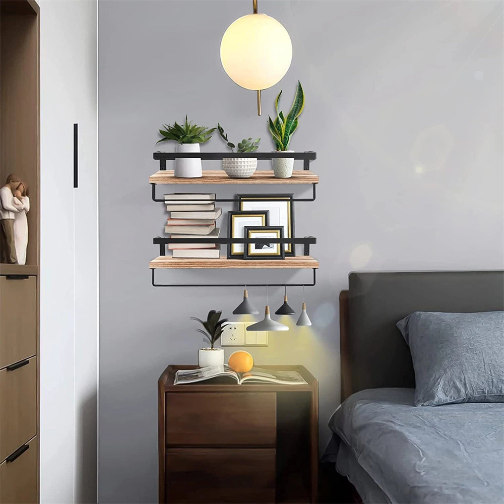 2 vnt. sieninės lentynos rinkinys, pakabinamos, su skersiniu, virtuvės sieninė lentyna