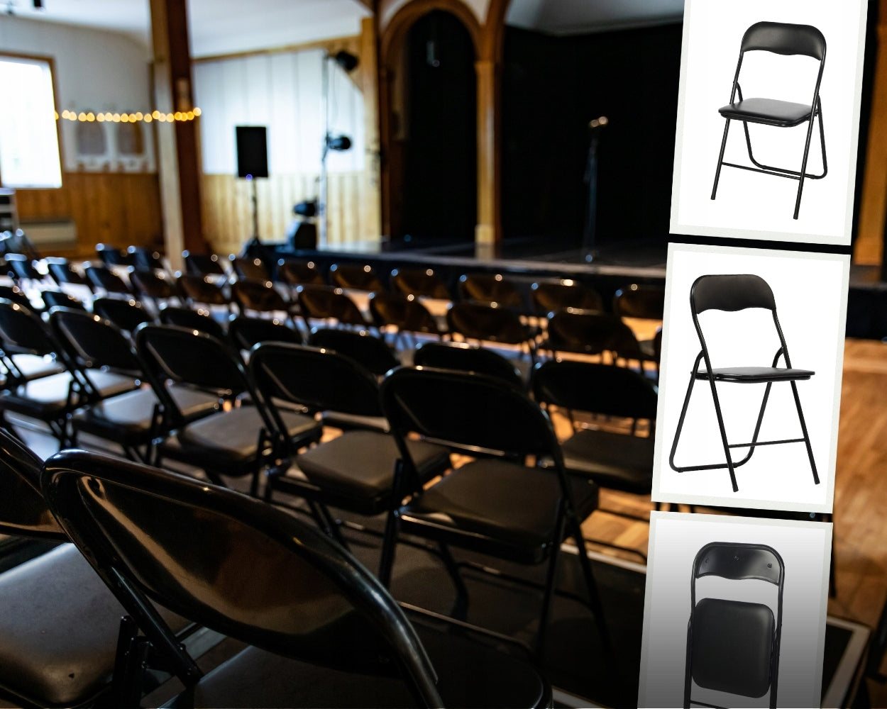 SUDĖJAMAS SULANKSTOMAS SODO, KETERINGO, BIURO KĖDĖ, JUODA, rinkinys x4