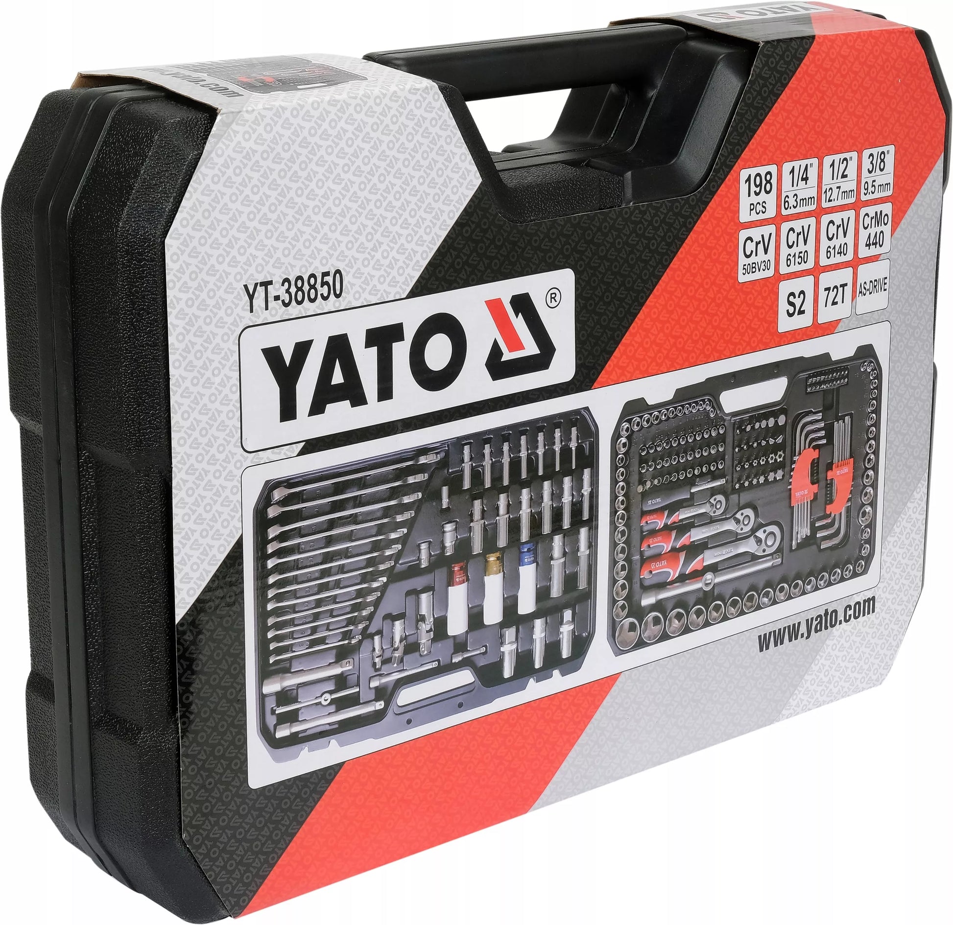 YATO KODĖLIŲ RINKINYS KNAIBLIŲ DĖŽUTĖ 1/4", 3/8