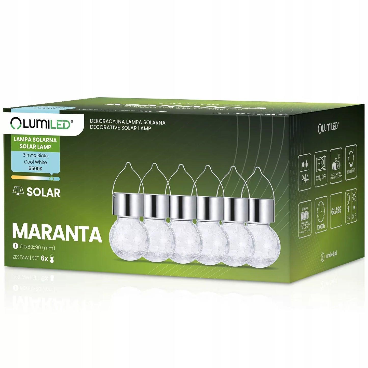 6x Solarna lampa ogrodowa LED wisząca szklana kula lampion ogrodowy GIRLANDA