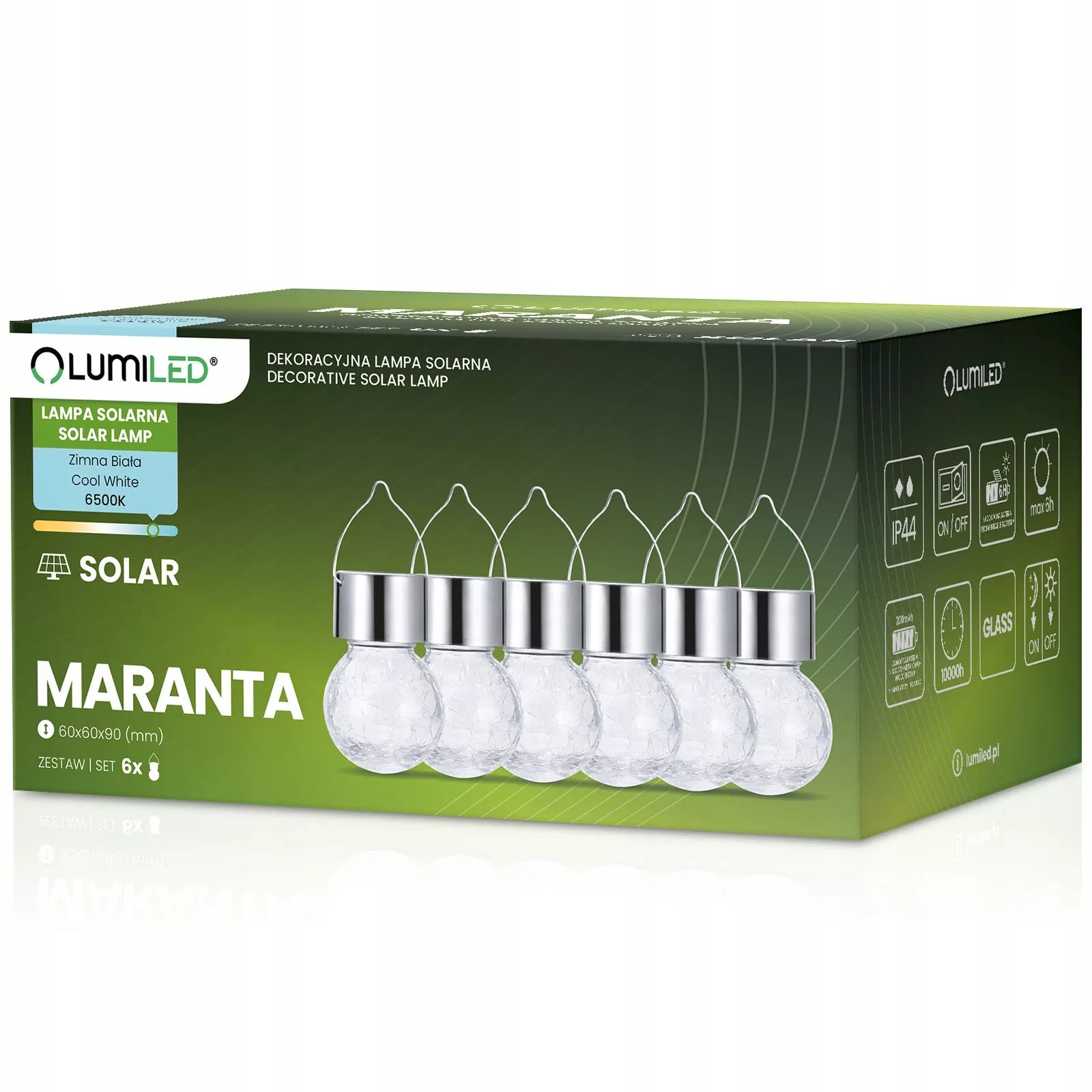 6x Solarna lampa ogrodowa LED wisząca szklana kula lampion ogrodowy GIRLANDA