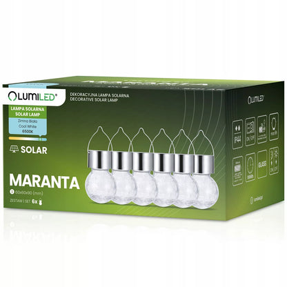 6x Solarna lampa ogrodowa LED wisząca szklana kula lampion ogrodowy GIRLANDA