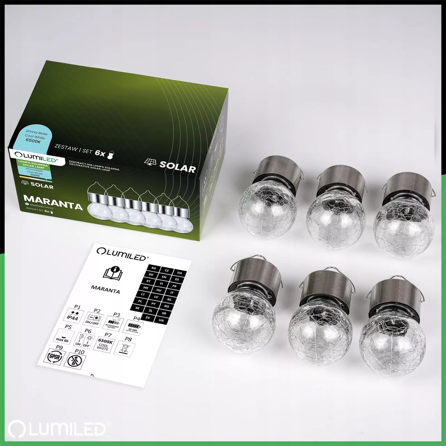 6x Solarna lampa ogrodowa LED wisząca szklana kula lampion ogrodowy GIRLANDA