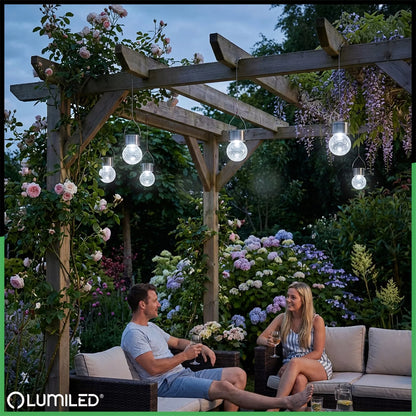 6x Solarna lampa ogrodowa LED wisząca szklana kula lampion ogrodowy GIRLANDA