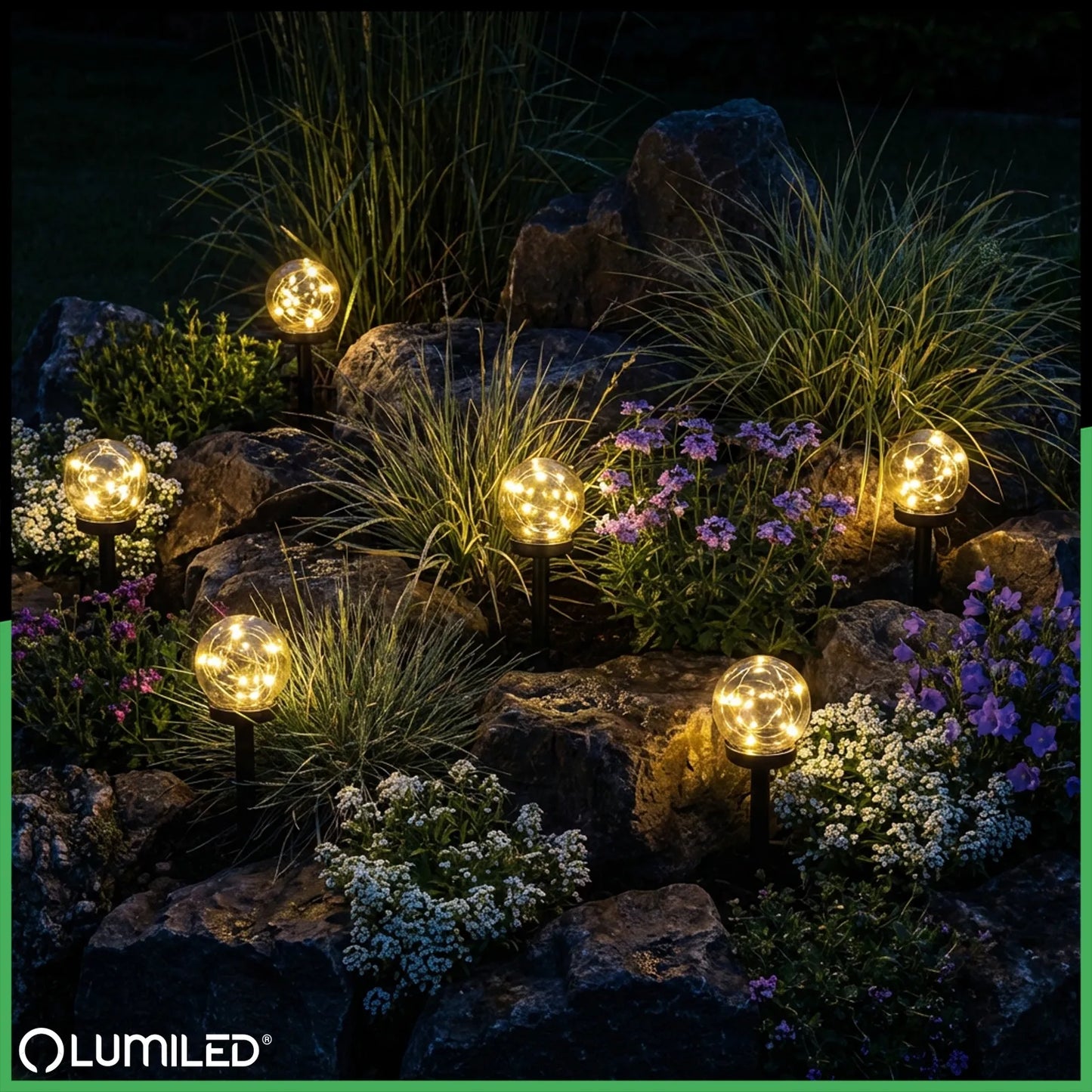 6x LED saulės sodo lempa 10cm įsmeigiama dekoratyvinė rūkyto stiklo rutulio formos