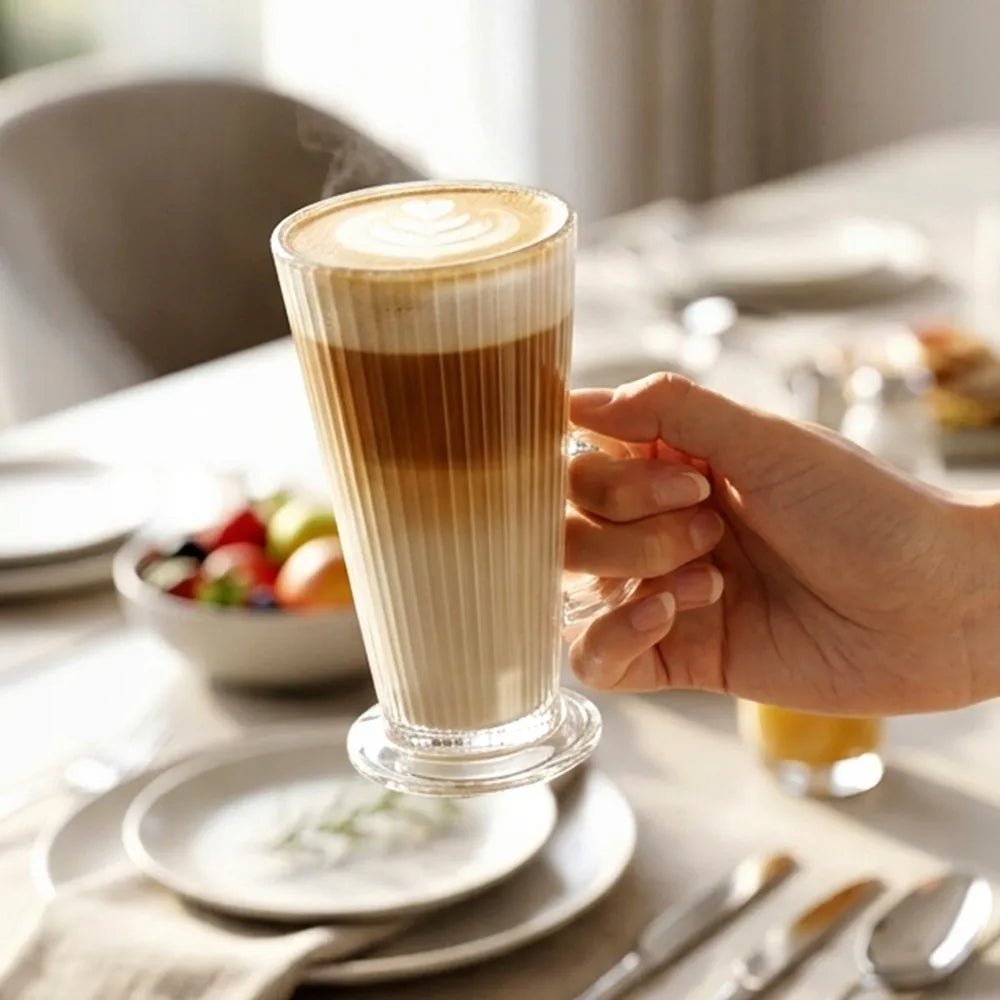 6x Rumbuotos stiklinės LATTE kavai, kapučino, arbatai ir desertams
