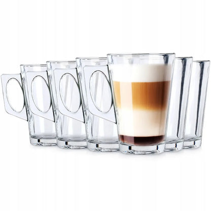 6x stiklinių rinkinys kavai, latte ir arbatai