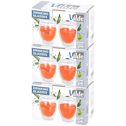 6x Terminės stiklinės su dvigubomis sienelėmis kavai ir arbatai, 370 ml