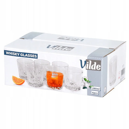 6x Vilde stiklinės viskiui, gėrimams, 280 ml komplektas